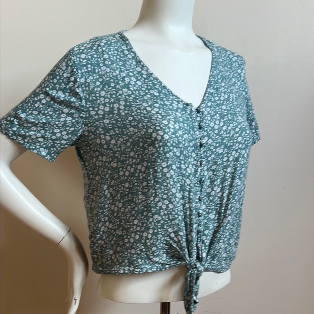 Dip Button Down Crop Top